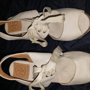 Tory Burch Women's Cream Espadrille Wedges